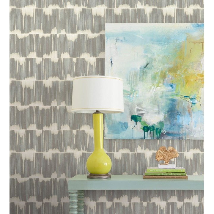 Papel pintado esencia de telar gris visón - Kira Ikat 683939