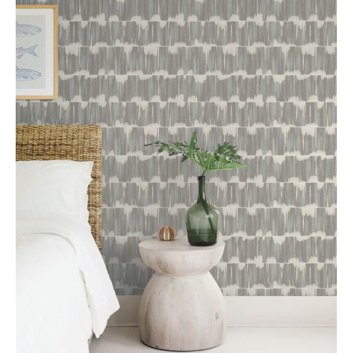 Papel pintado esencia de telar gris visón - Kira Ikat 683939