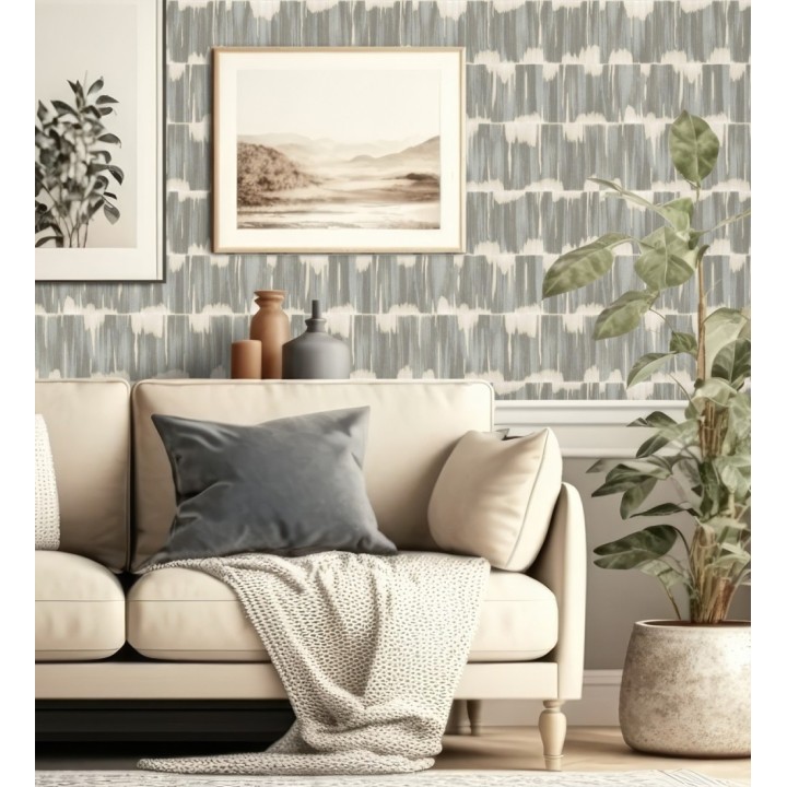 Papel pintado esencia de telar gris visón - Kira Ikat 683939