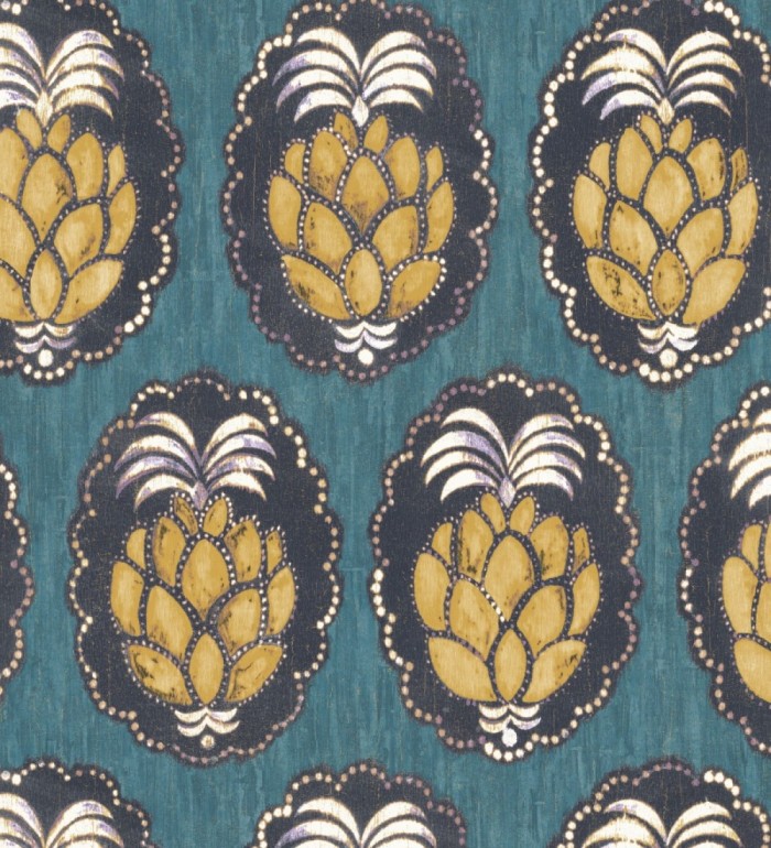 Papel pintado piñas art déco - Hawaii Fruits 126397