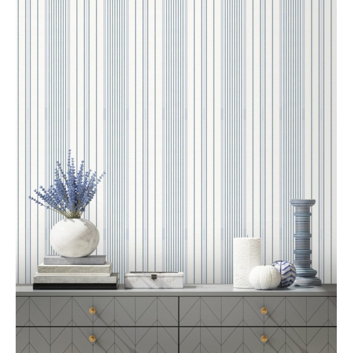 Papel pintado rayas de sastre tonos verdes y textura textil - Victoria Regal 683944