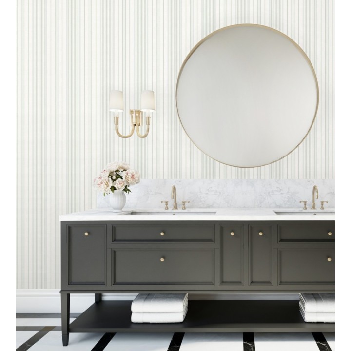 Papel pintado rayas de sastre tonos verdes y textura textil - Victoria Regal 683945