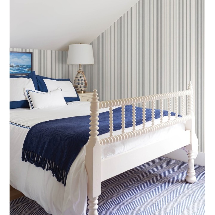 Papel pintado rayas de sastre tonos grises y textura textil - Victoria Regal 683946