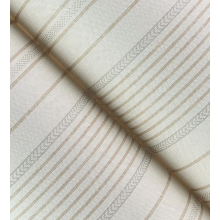 Papel pintado rayas de sastre tonos beige y textura textil - Victoria Regal 683947