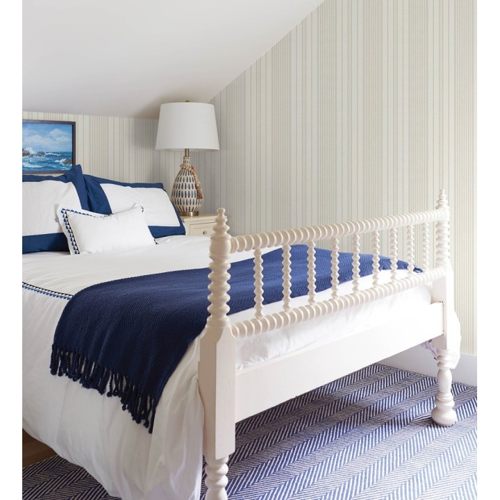 Papel pintado rayas de sastre tonos beige y textura textil - Victoria Regal 683947