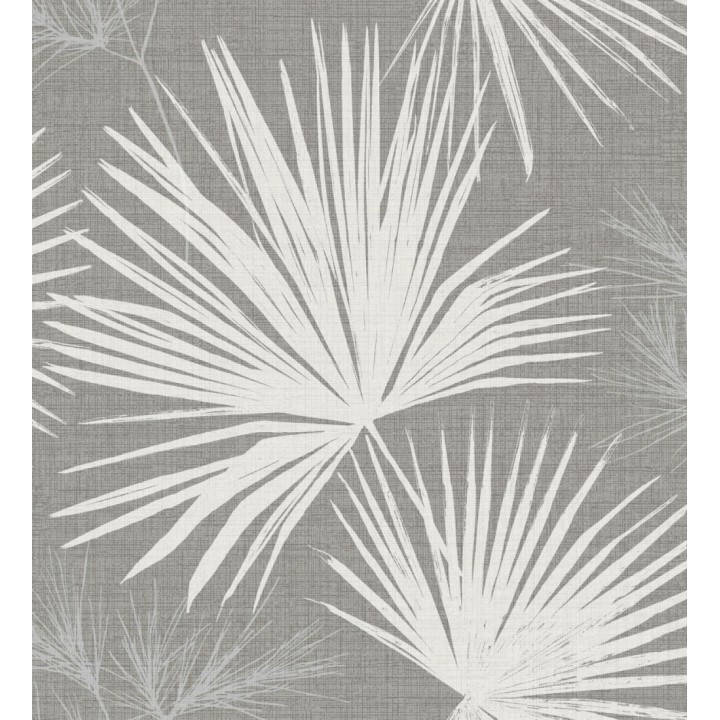 Papel pintado abanico de hojas finas fondo gris - Sloane Leafy 683948