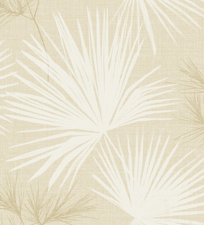 Papel pintado abanico de hojas finas fondo ocre - Sloane Leafy 683949