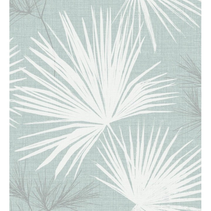 Papel pintado abanico de hojas finas fondo azul - Sloane Leafy 683951