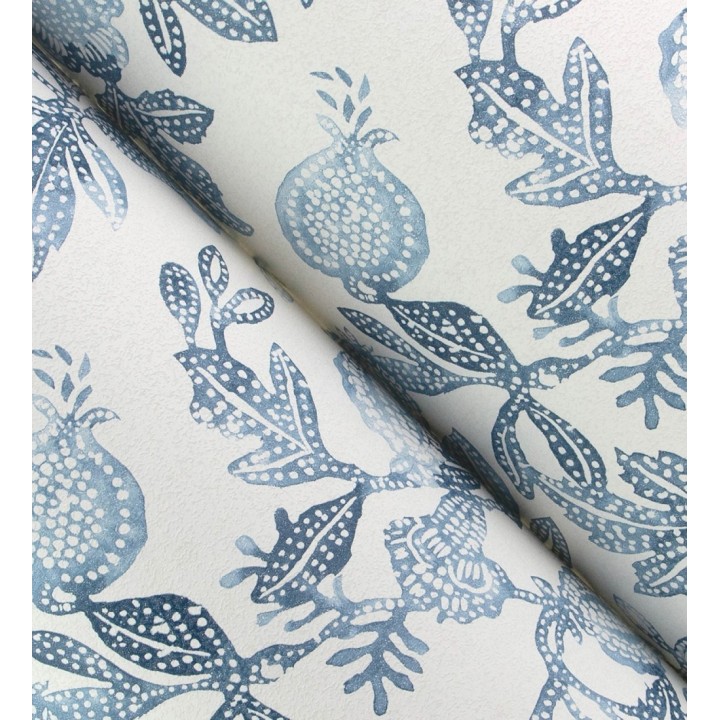 Papel pintado de flores y granadas tonos azules - Sienna Floral 683952