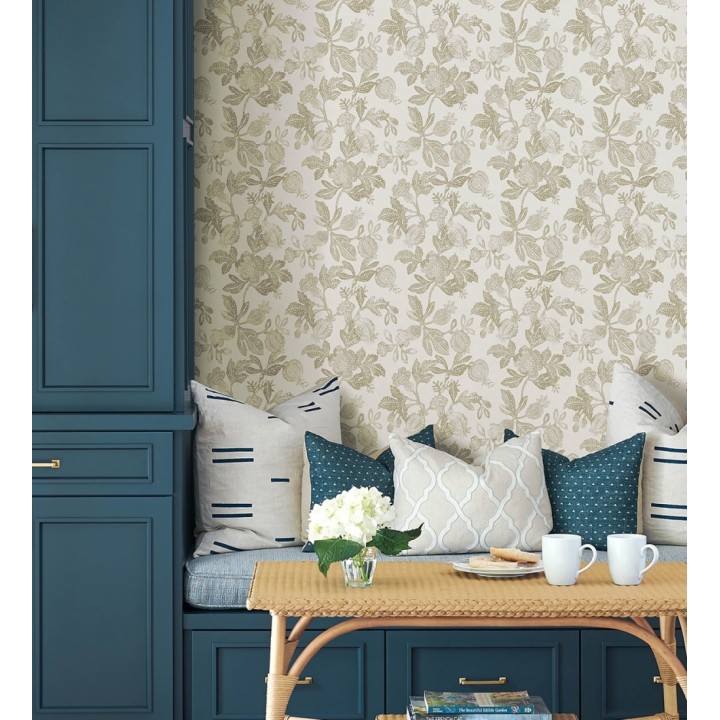 Papel pintado de flores y granadas tonos beige - Sienna Floral 683953