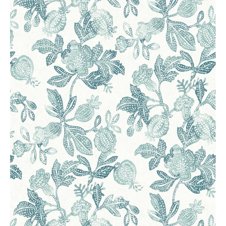 Papel pintado de flores y granadas tonos verdes - Sienna Floral 683954