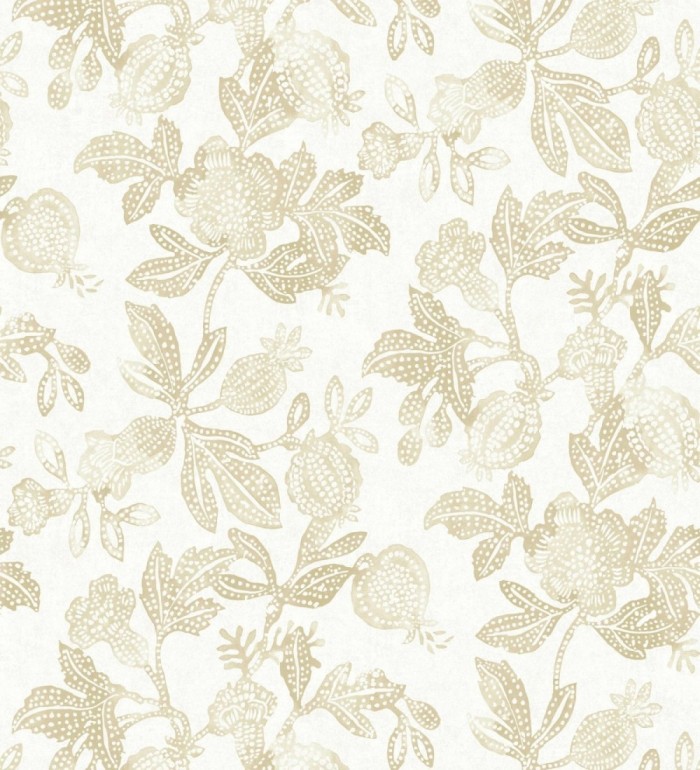 Papel pintado de flores y granadas tonos mostaza - Sienna Floral 683955