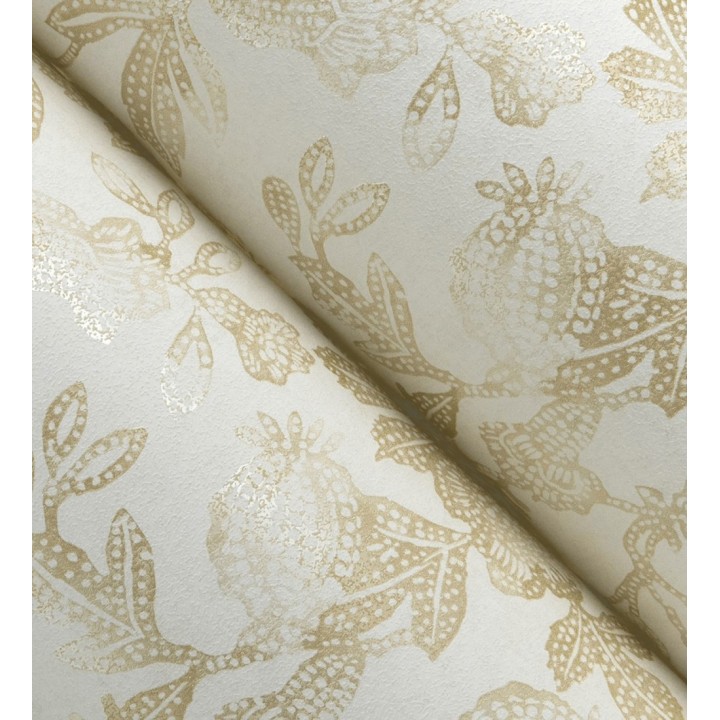 Papel pintado de flores y granadas tonos mostaza - Sienna Floral 683955