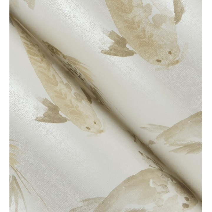 Papel pintado de peces koi tonos beige y estilo japonés fondo nácar - Yoshi Lucky 683961