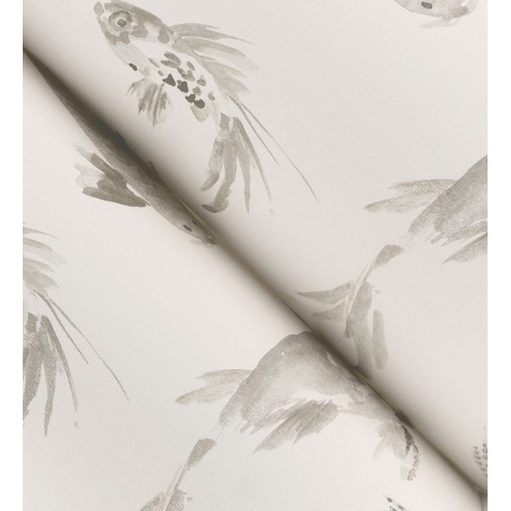 Papel pintado de peces koi tonos grises estilo japonés acuarela - Yoshi Lucky 683963