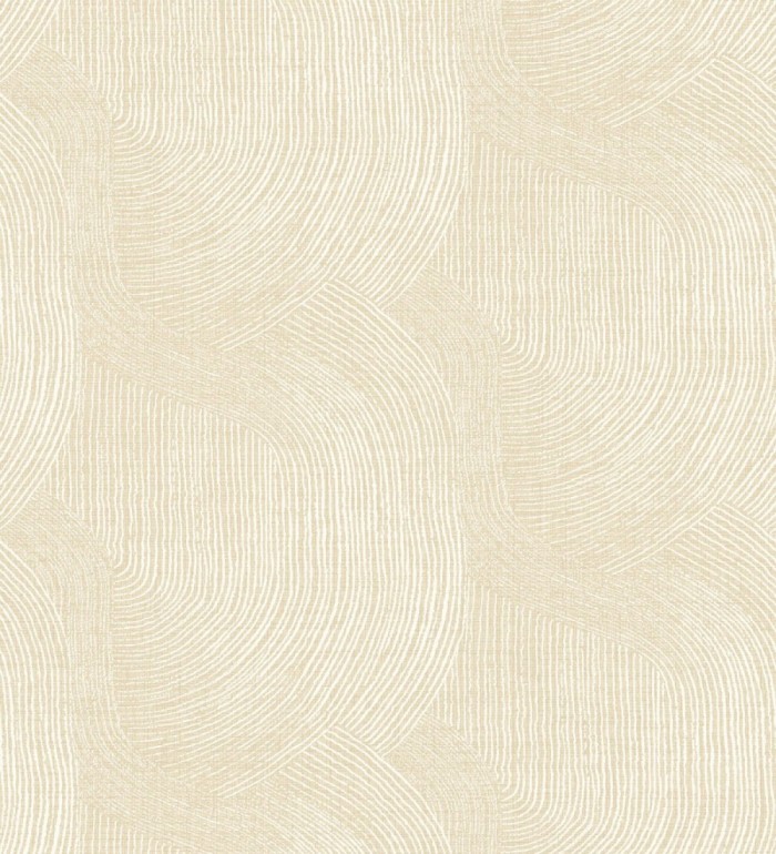 Papel pintado de líneas curvas fluidas en amarillo suave - Jude Minimal 683964