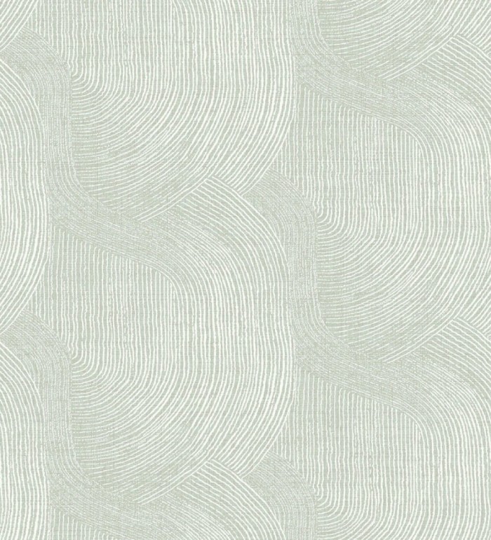Papel pintado de líneas curvas fluidas en verde suave - Jude Minimal 683965
