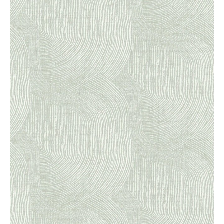 Papel pintado de líneas curvas fluidas en verde suave - Jude Minimal 683965