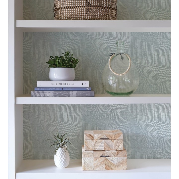 Papel pintado de líneas curvas fluidas en azul suave - Jude Minimal 683966