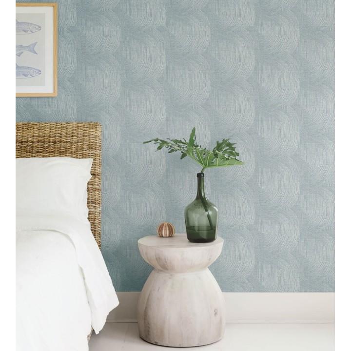 Papel pintado de líneas curvas fluidas en azul suave - Jude Minimal 683966