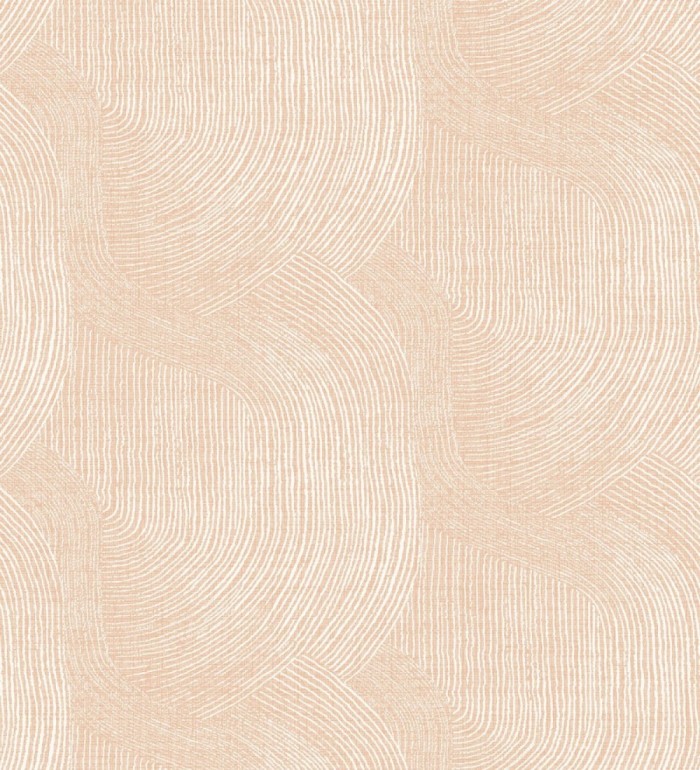 Papel pintado de líneas curvas fluidas en terracota suave - Jude Minimal 683967