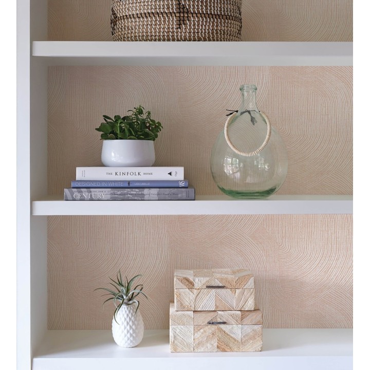 Papel pintado de líneas curvas fluidas en terracota suave - Jude Minimal 683967