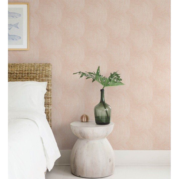 Papel pintado de líneas curvas fluidas en terracota suave - Jude Minimal 683967