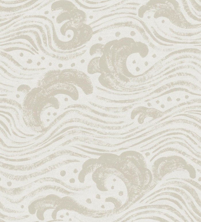 Papel pintado mar de olas rítmicas y espumosas en tonos beige - Kai Oceanic 683968