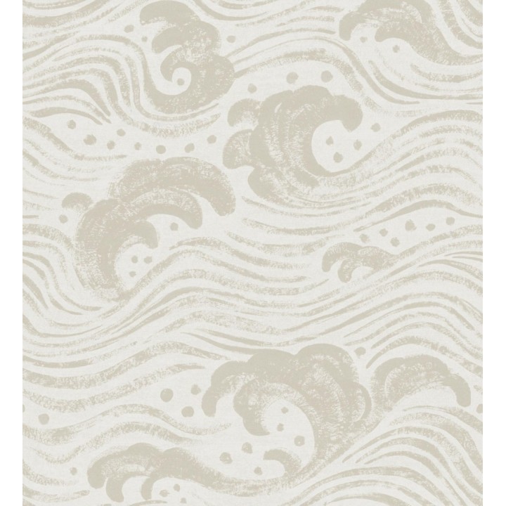 Papel pintado mar de olas rítmicas y espumosas en tonos beige - Kai Oceanic 683968