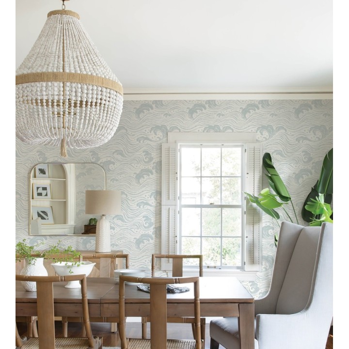 Papel pintado mar de olas rítmicas y espumosas en tonos azulados - Kai Oceanic 683969