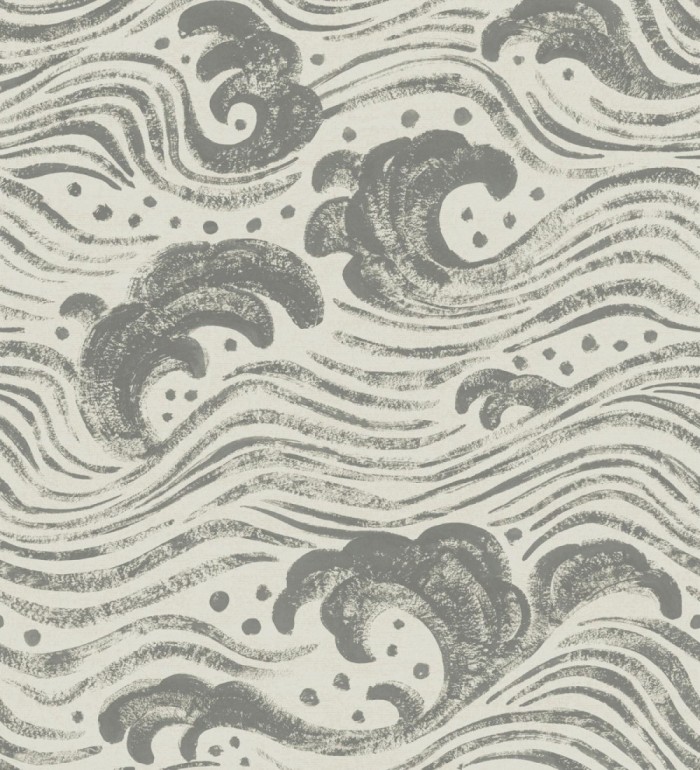 Papel pintado mar de olas rítmicas y espumosas en tonos grises - Kai Oceanic 683970