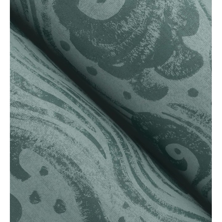 Papel pintado mar de olas rítmicas y espumosas en verde oscuro - Kai Oceanic 683971