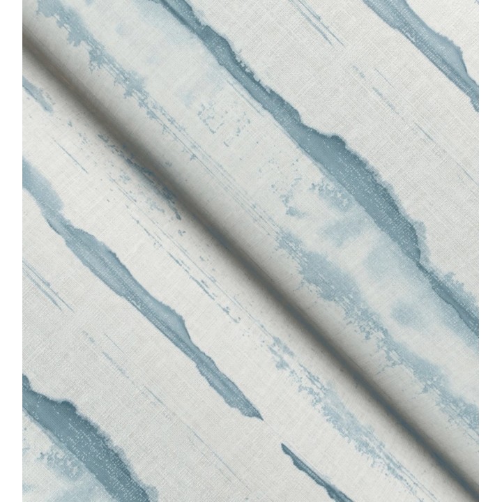 Papel pintado de rayas horizontales de acuarela azul acero sobre lienzo - Bering Horizon 683976