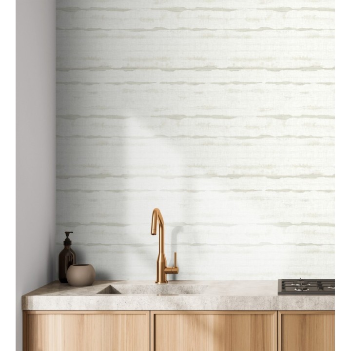 Papel pintado bruma beige en acuarela sobre lienzo - Bering Horizon 683977