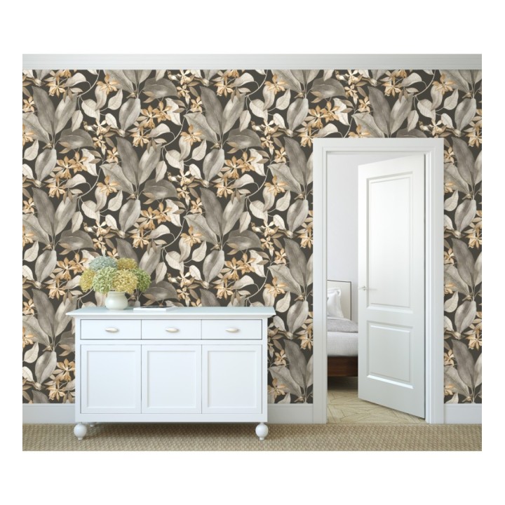 Papel pintado hojas grandes con pájaros - Secret Garden 126401