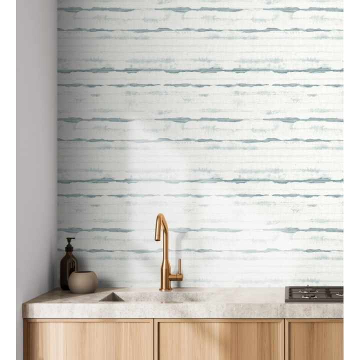 Papel pintado bruma azul claro en acuarela sobre lienzo - Bering Horizon 683979