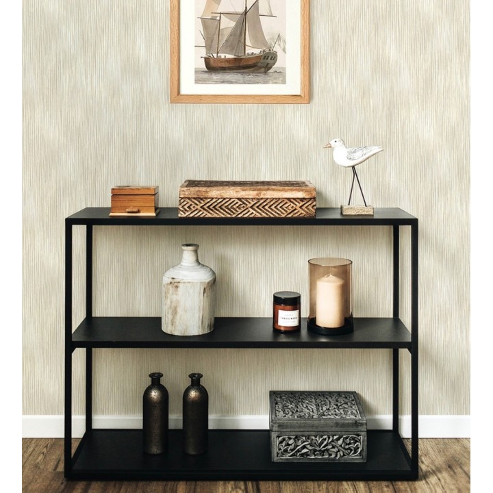 Papel pintado de plieges textil iluminado con fondo nácar tonos mostaza - Silas Streaks 683980