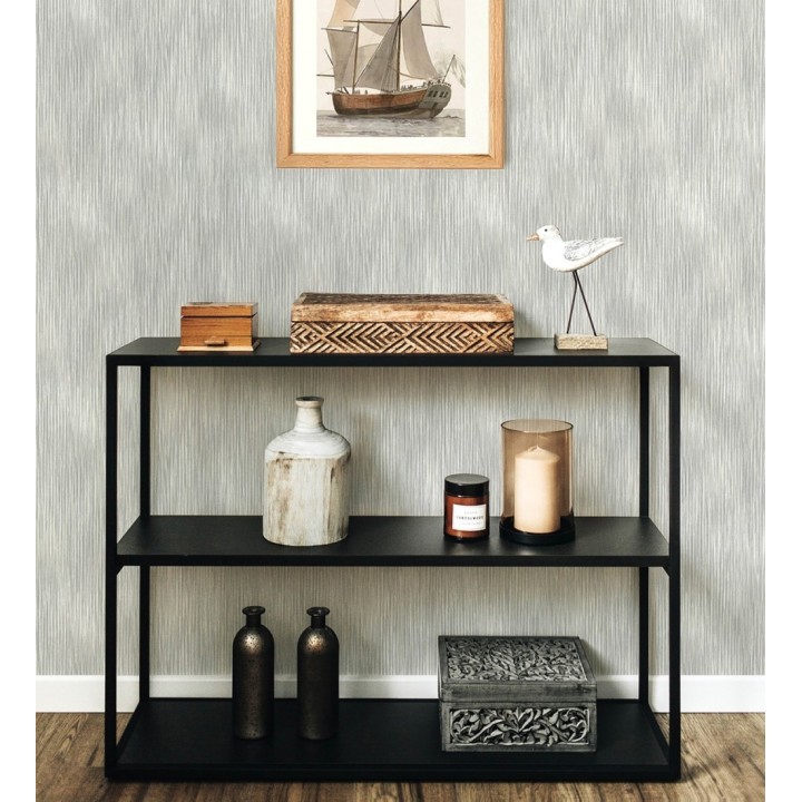 Papel pintado de plieges textil iluminado fondo nácar tonos grises - Silas Streaks 683981