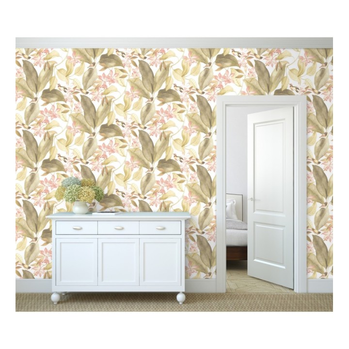 Papel pintado hojas grandes con pájaros - Secret Garden 126402