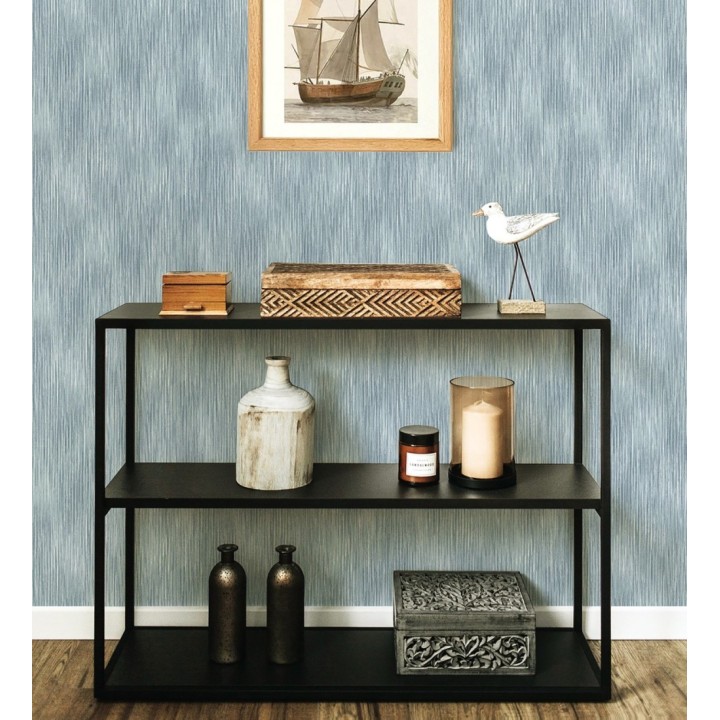 Papel pintado de plieges textil iluminado fondo nácar tonos azules - Silas Streaks 683983