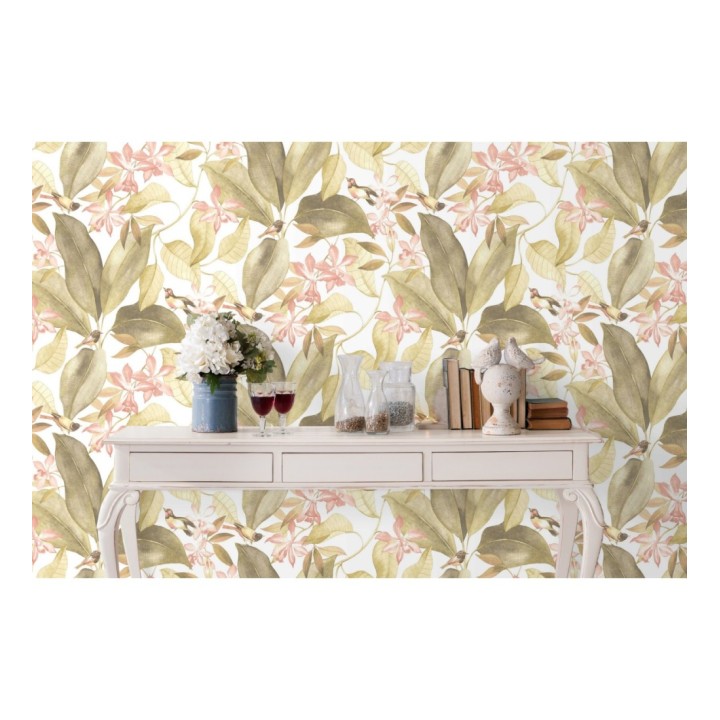 Papel pintado hojas grandes con pájaros - Secret Garden 126402