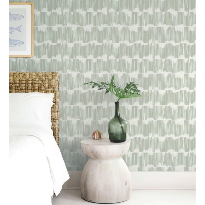 Papel pintado esencia de telar verde grisáceo estilo wabi sabi  - Kira Ikat 683984