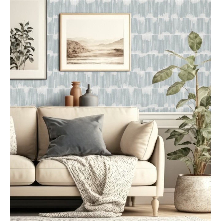 Papel pintado esencia de telar azul plomo estilo wabi sabi - Kira Ikat 683985