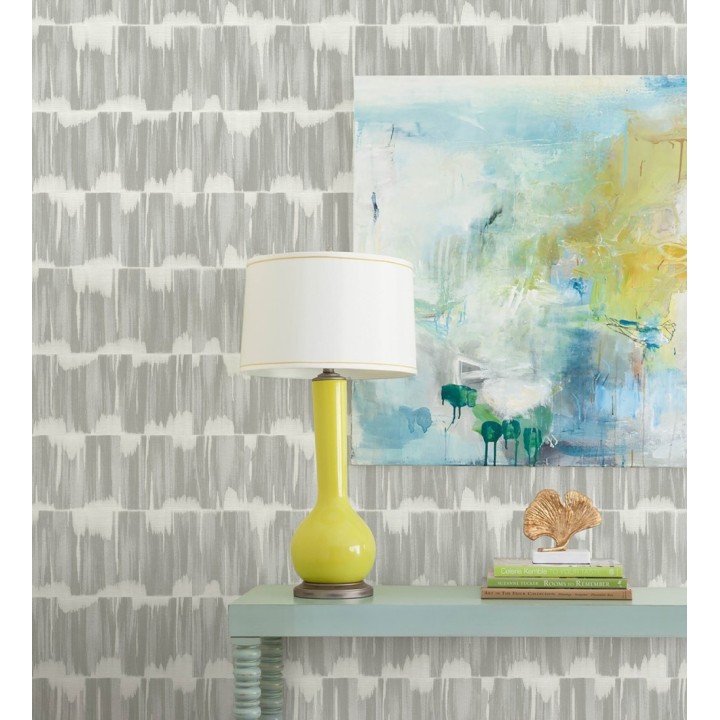 Papel pintado esencia de telar gris cálido estilo wabi sabi - Kira Ikat 683986