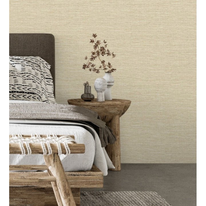 Papel pintado rafia con fibras de sisal color natural claro - Studs Texture 683989