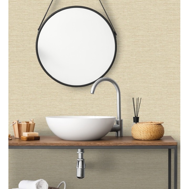 Papel pintado rafia con fibras de sisal color natural claro - Studs Texture 683989