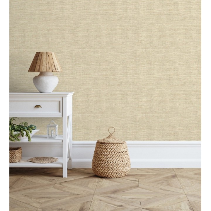 Papel pintado rafia con fibras de sisal color natural claro - Studs Texture 683989