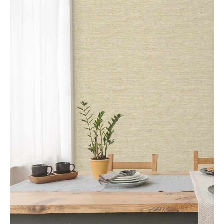 Papel pintado rafia con fibras de sisal color natural claro - Studs Texture 683989