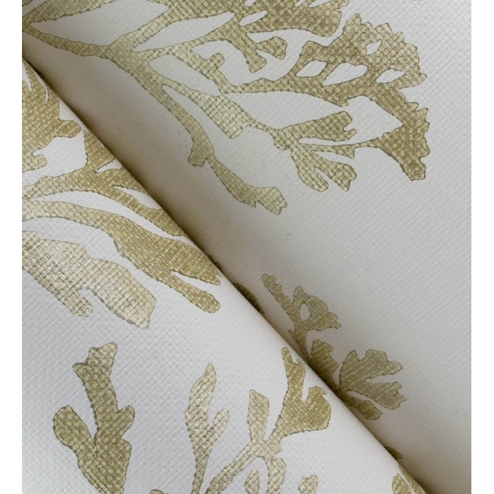 Papel pintado corales dorados dibujados sobre lienzo - Marina Coral 683994