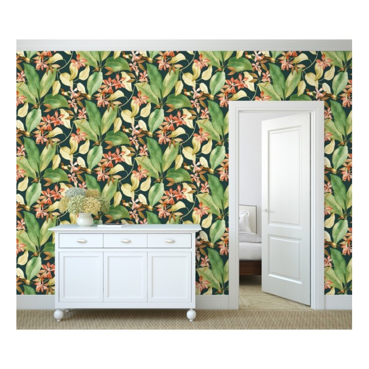 Papel pintado hojas grandes con pájaros - Secret Garden 126404